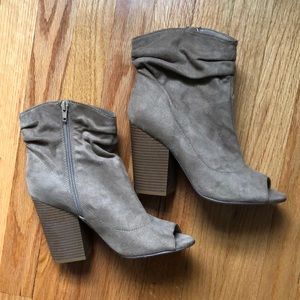 Taupe Peep toe booties